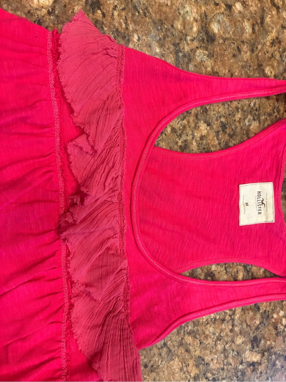 Hollister Hot Pink Ruffle Racerback Tank Top